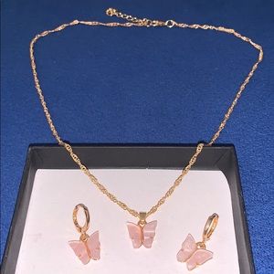 Blush Butterfly Jewelry Set